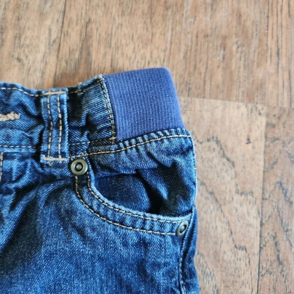 Carters Kids Denim Shorts Dark Wash Elastic Waist 18 Months Cotton 5-Pocket 493